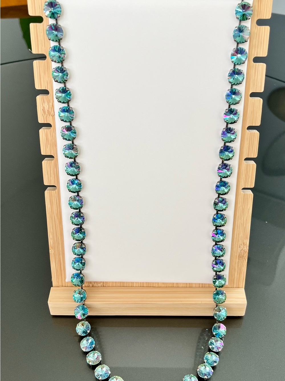 TOVA Aurora Borealis Crystal Statement Necklace Blue Green